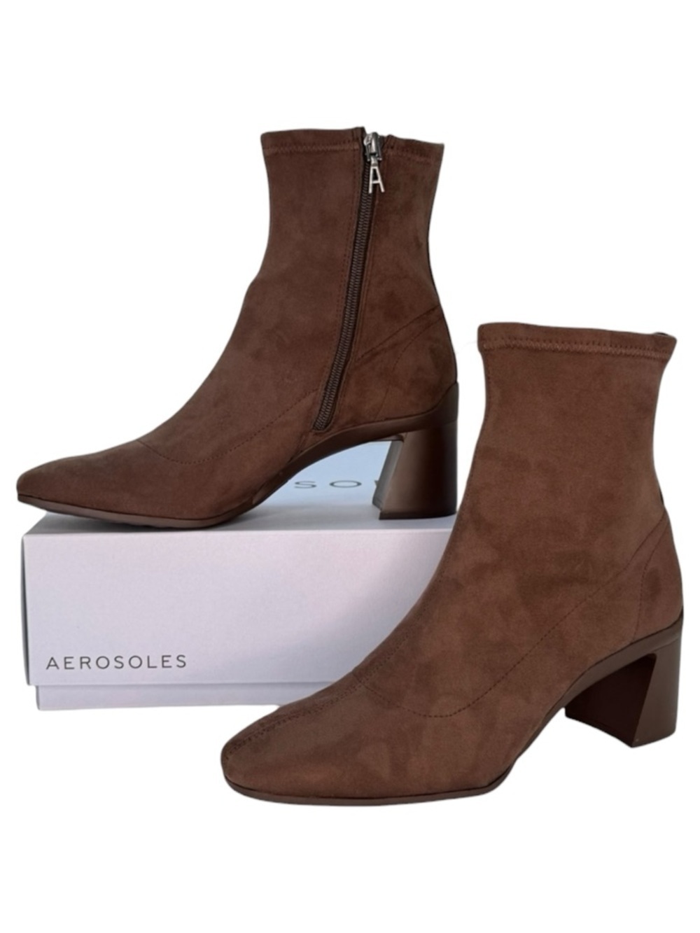 Aerosoles Corinda Brown Suede Womens Ankle Boots Size 8.5M - Picture 1 of 15